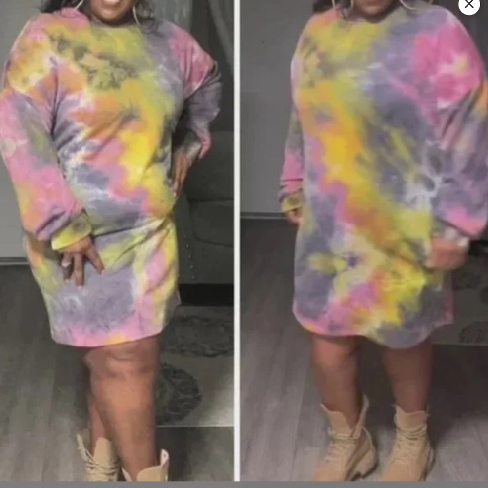 Plus size pink tie dye sweater dress sizes 1x,2x,3x